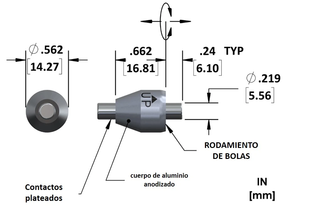 Diagrama de dimensiones y medidas de los conectores Mercotac 105 y 110T